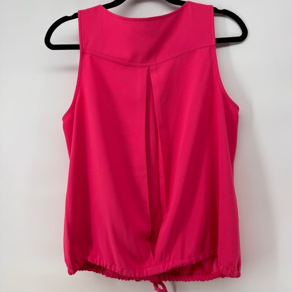 Trina Turk Pink Top Sleeveless Flap Pockets Cinched Medium - Picture 8 of 8